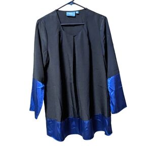 Simply Vera Wang Navy and Blue Silky Long Sleeve Top Blouse Tunic Sz. M